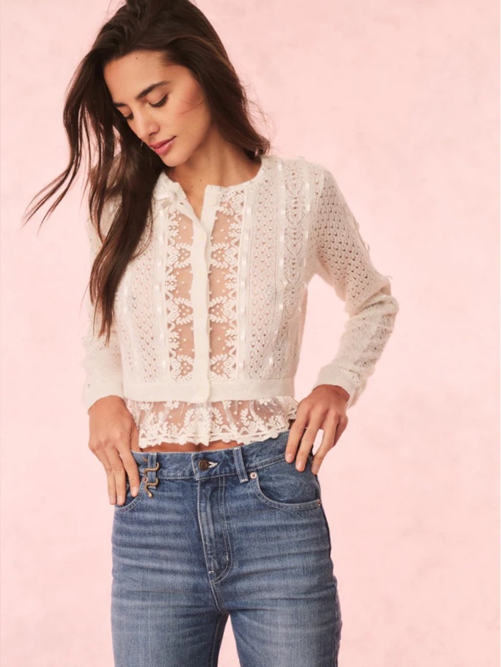 LoveShackFancy Reneley Lace Cardigan